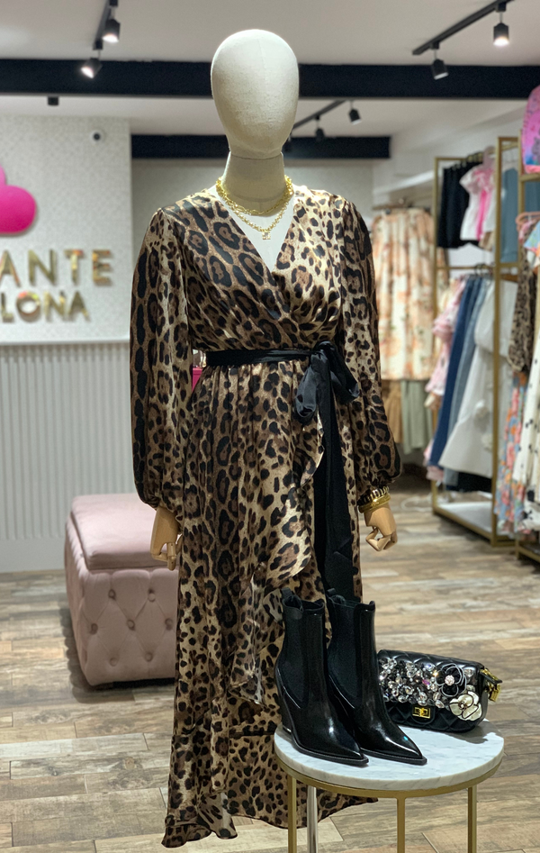 Vestido largo animal print