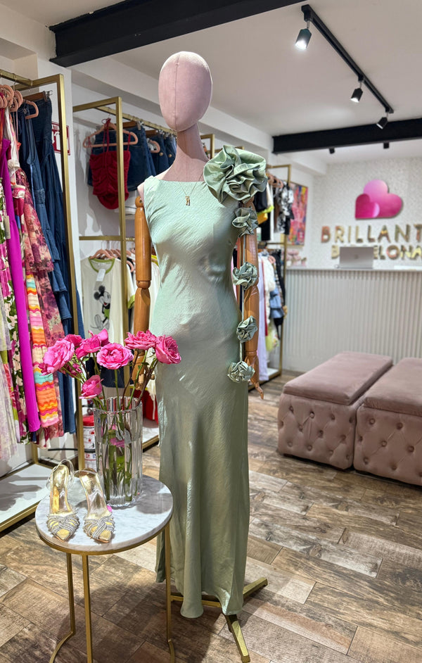 Vestido de Seda Verde Manzana