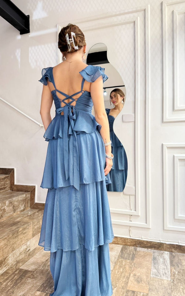 Vestido largo Azul Hielo